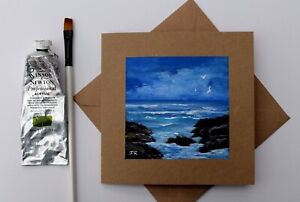 Real Painting: Handpainted Greetings Card "Seascape #18" w/env by Judith Rowe
