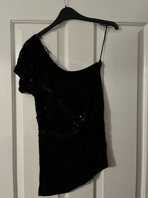 Women’s Black Oasis Sequin Top One Shoulder Size 8 BNWT - Image 1 of 4