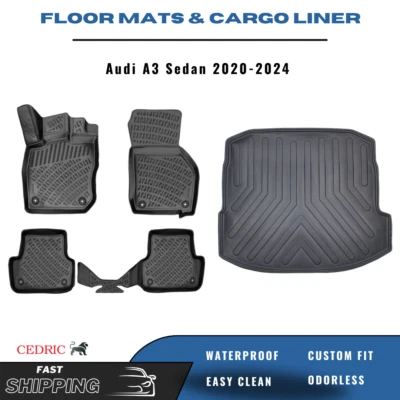 Juego completo de alfombrillas y revestimiento de maletero de coche para Audi A3 2020-2024 sedán 3D TPE Foto 1 de 4