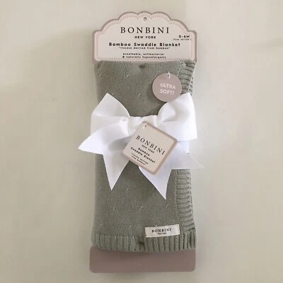 NOVO Cobertor de Bebê Bonbini Malha Verde Sólida Presente para Bebê | Pedras Degraus - Imagem 1 de 4