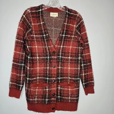 Suéter para mujer Denim & Supply Ralph Lauren pequeño rojo a cuadros mohair cárdigan Foto 1 de 4