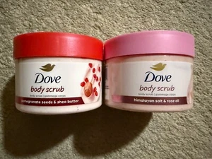 2 Dove Exfoliating Body Scrub Himalayan Salt & Rose Oil, Pomegranate Seed10.5 oz - Picture 1 of 2