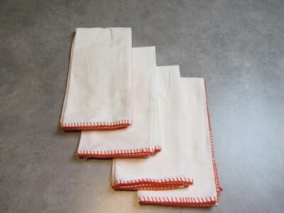 Threshold Napkins 4pk stitched Border Orange cotton 19X19" Thanksgiving - Image 1 of 4
