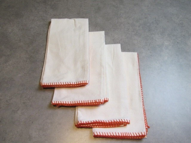 Threshold Napkins 4pk stitched Border Orange cotton 19X19" Thanksgiving - Image 1 of 4