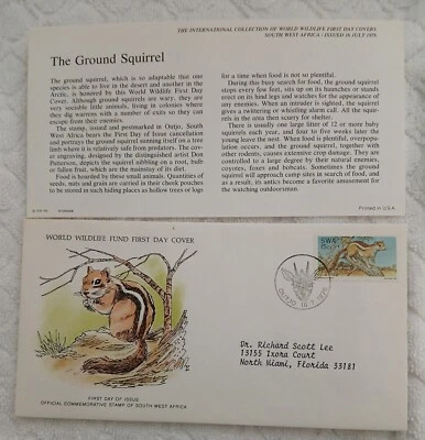 SELLO NAMIBIA 1976 WWF - LA ARDILLA DE TIERRA - FDC Foto 1 de 2