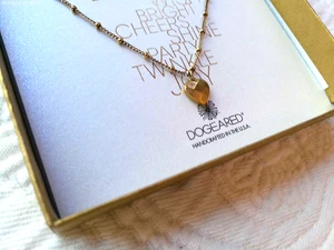 DOGEARED NIB GOLD DIPPED FACETED HEART NECKLACE 16" LINK/BALL CHAIN HANDCRAFT US - Picture 1 of 6