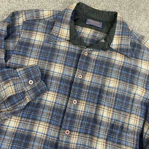 Vintage Pendleton Flannel Shirt Mens L Wool Plaid USA Made Work Lumberjack 80s - Picture 1 of 11