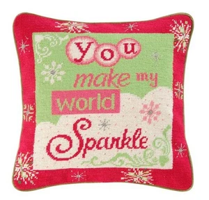 World Sparkle Needlepoint Pillow - Picture 1 of 1
