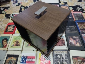 Lot of 31 Vtg 8 TRACK Cassettes + CADDY ROTATING SPINNER Storage Case Rock - Picture 1 of 12