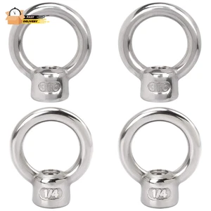 Tuerca de ojo de elevación de acero inoxidable 316 de 4 piezas, 1/4" UNC resistente marina - Imagen 1 de 12