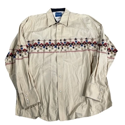 Wrangler Shirt Men’s SZ 2XL Brushpopper Pearl Snap Aztec Western Long Sleeve - Image 1 of 4