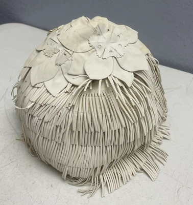 Vintage Kleinert's Swim Cap Olympic Sava-Wave Women's Large Fringed Rubber Ivory - Image 1 of 4