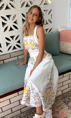 Vestido Zimmermann Carnaby Bordado Talla 2/12 AU/8 EE. UU. Blanco Midi Foto 1 de 4