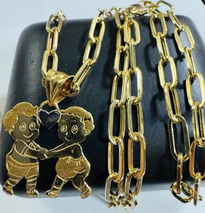 18K 750 Real Fine Gold Paperclip Kids Boy Girl Necklace 15.5”/16” long 4mm 6.9g - Picture 1 of 24