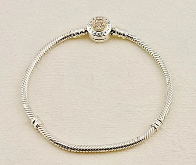 LIMITED EDITION Pandora Moments Two Tone Logo Clasp Snake Bracelet 590741CZ-23cm - Image 1 of 4