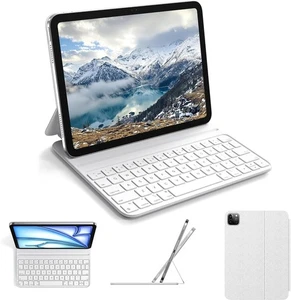 HOU White iPad 11" Keyboard Case M2/M3 Air & Pro 2018-2024 Smart Slim Folio - Bild 1 von 10