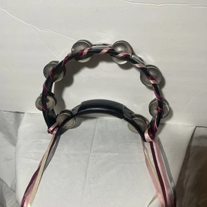 Vintage Rhythm Tech Half Moon Tambourine Percussion Instrument Black W/ Ribbons - Picture 1 of 8