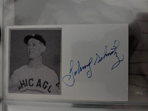 JOHNNY SCHMITZ SIGNED 3X5 INDEX CARD W/PHOTO YANKEES BROOKLYN DODGERS CUBS SOX - Picture 1 of 1