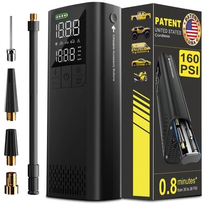 Inflador de Neumáticos de Coche Compresor de Aire Portátil, 0.8 Min Inflado Completo 160 PSI Digital Foto 1 de 4