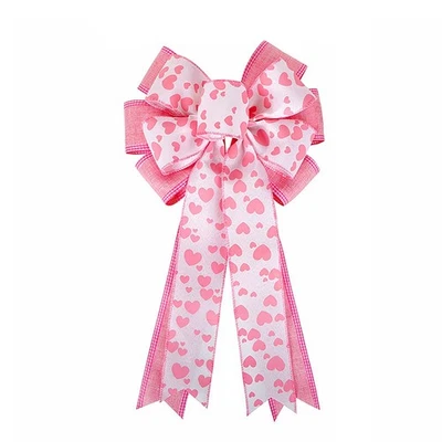 11 lazos grandes de arpillera rosa, corazón rojo, coronas, lazos, día de San Valentín, decoración Foto 1 de 4