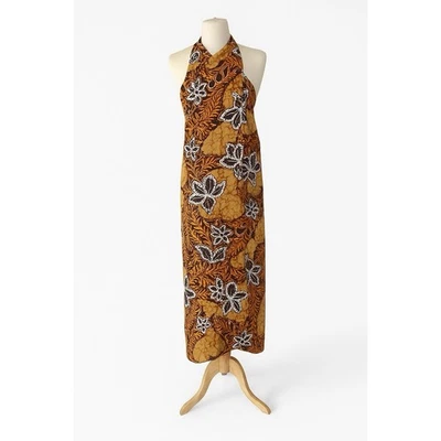 Vintage 60s Pomare Hawaiian Barkcloth Wrap Dress, Size Estimate Small - Image 1 of 4