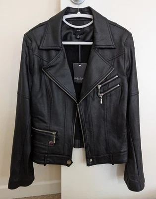 Chaqueta de moto vegana negra Insight New York puños con cremallera - 12 nueva con etiquetas Foto 1 de 4