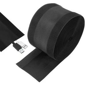 Carpet Cord Cover, 30ft Floor Cover Cord Strip Wire Protector, Black - Afbeelding 1 van 5