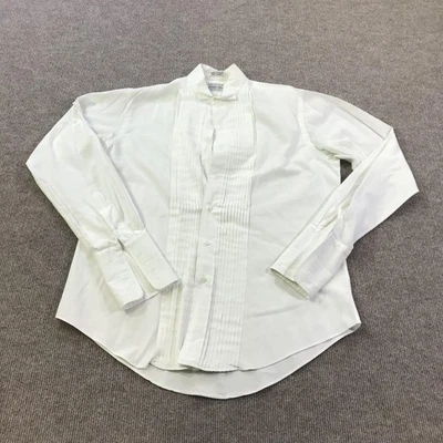Vintage Saks Fifth Avenue Shirt Mens 16-35 White Tuxedo Pleated Bib French Cuff - Image 1 of 4