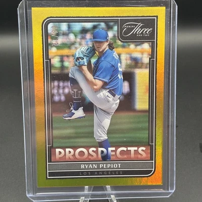 2022 Panini Three & Two Prospects Ryan Pepiot #P-45 Holo Gold /12 Rays Dodgers - Image 1 of 4