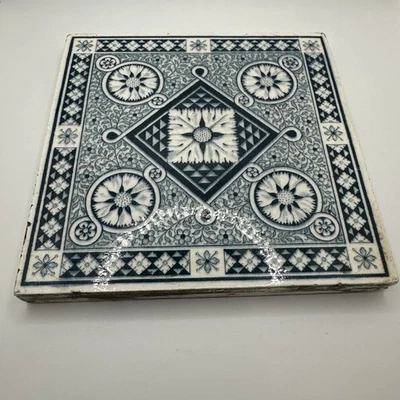 ANTIGUO AZULEJO DE PARED VICTORIANO MINTONS AZUL/BLANCO IMPRESIÓN DE TRANSFERENCIA ENVÍO RÁPIDO Foto 1 de 4