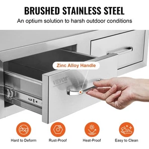 Stainless Steel Outdoor BBQ Kitchen Drawers - 0.76m W x 0.25m H x 0.50m D - Picture 1 of 6