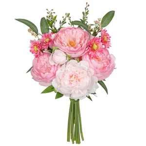 Hot Pink Flowers Artificial Peonies Silk Flowers with Stems 15.3" Realistic F... - Picture 1 of 6