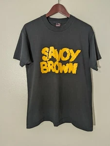 Vintage Savoy braun blau doppelseitiges Band T-Shirt Größe Large - Bild 1 von 3