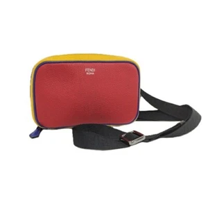 Fendi 7AS122 Umhängetasche Schultertasche Leder Unisex Rot Gelb Used Japan F/S - Bild 1 von 9