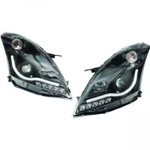 LHD Projektor Scheinwerfer Paar LED Lightbar DRL schwarz für Suzuki Swift 2010-17 - Bild 1 von 2