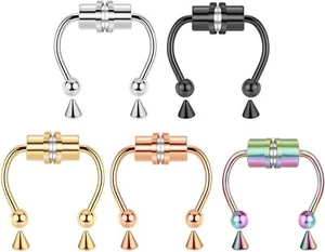 Magnetic Septum Nose Ring, Fake Septum Piercing Fake Nose Ring, Non Pierced Clip - Picture 1 of 6