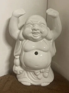 White Ceramic Buddha Cup Glass Incense Burner 7" ~ Vintage - Picture 1 of 6