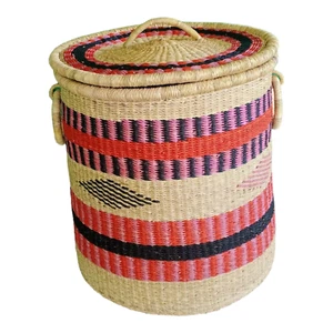 Wäschekorb mit Deckel, handgefertigter Wäschekorb, Afrikakorb, extra großer Korb - Bild 1 von 2