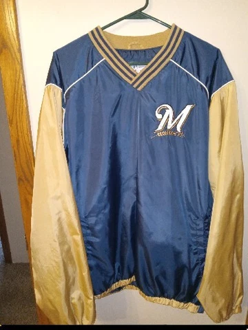 MLB Genuine Merchandise Blue Milwaukee Brewers Pullover Windbreaker Adult  XL Cover