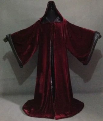 Bata de Terciopelo Halloween Con Capucha Mago Medieval Renacimiento Capa Línea Con Mangas Foto 1 de 4