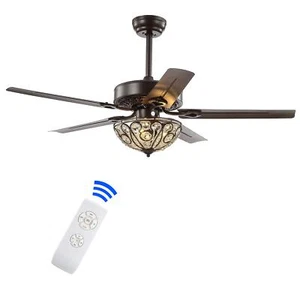 JONATHAN Y JYL9704A Ali 48" 3-Light Wrought Iron LED Ceiling Fan with Remote, - Picture 1 of 7