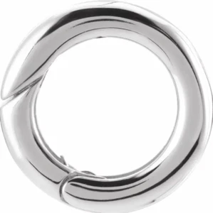 15 mm OD 10k Oro Blanco Dije Mosquetón con Bisagras Cerradura Círculo Potenciador de la Fianza Colgante - Imagen 1 de 4