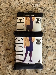 Hue Tights Opaque Non-Control Top 40 Den Womens Q2 Stretchy New 2 Pairs Black - Picture 1 of 4