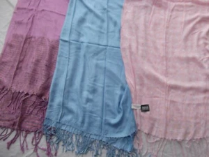 lot 3 scarf wrap shawl pseudo pashmina large oblong pink polka dot lavender MINT - Picture 1 of 9