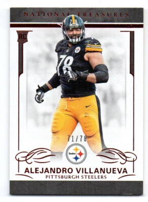 2016 Panini National Treasures Red #78 Alejandro VILLANUEVA RC Pit Steelers /78 - Image 1 of 2