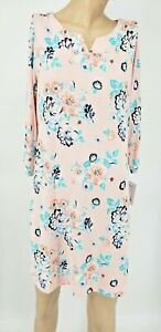 NWT Croft & Barrow Women Nightgown 3/4 Sleeve Knit Polyester Blend Peach Floral