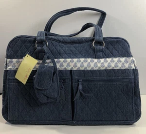 Lemon Hill Cotton Blue Quilted Tote Travel Bag With Wallet & Makeup Bag New - Picture 1 of 9