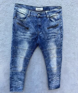 Men's Akademiks Jeanius Acid Wash Zippered Leg Jeans Size 34x30 - Picture 1 of 10