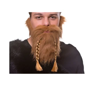 Adult Viking Beard with Plaits Medieval Nordic Warrior Ginger Hair Mens Historic - Picture 1 of 3