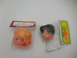 2 Vintage Plastic Doll Head Pigtail Doll Head Pouting Doll Head NIP Fibre-Craft - Picture 1 of 4